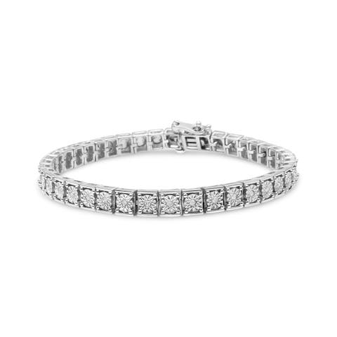 Silver 1/4 Cttw Diamond Link Bracelet