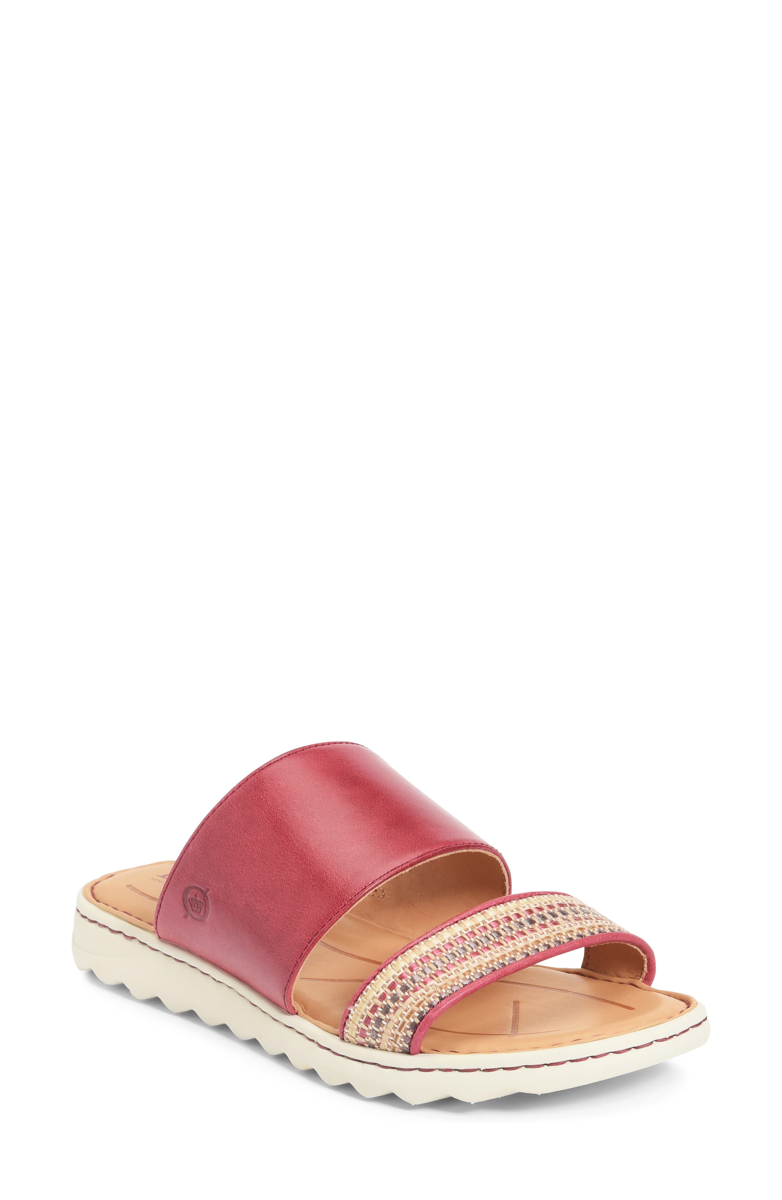 Shore Slide Sandal, Main, color, RED FABRIC COMBO