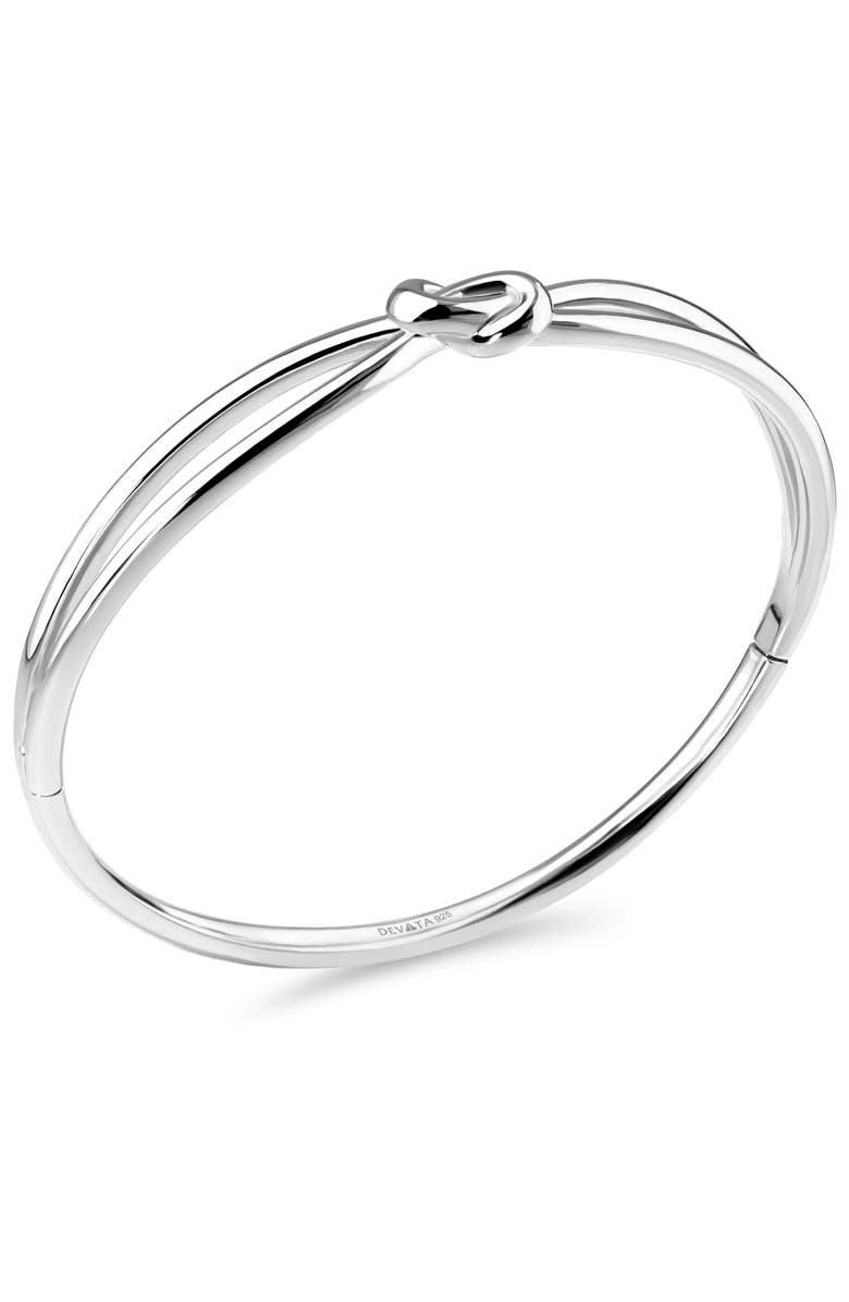 DEVATA Love Knot Bangle Bracelet in Rhodium Plated Sterling Silver, Alternate, color, Silver