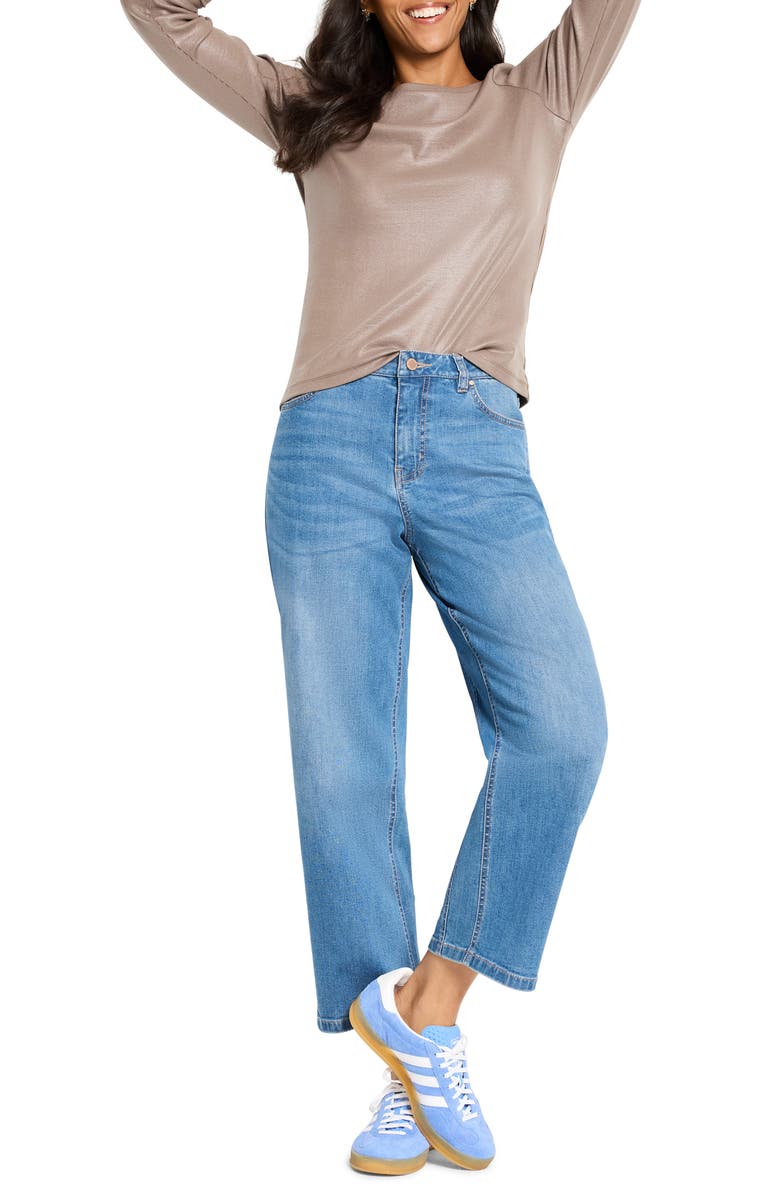 NIC+ZOE Glazed Ribbed Boat Neck T-Shirt, Alternate, color, Cocoa