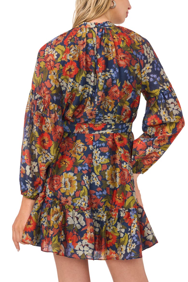 Floral Long Sleeve Minidress, Alternate, color, CLASSIC NAVY