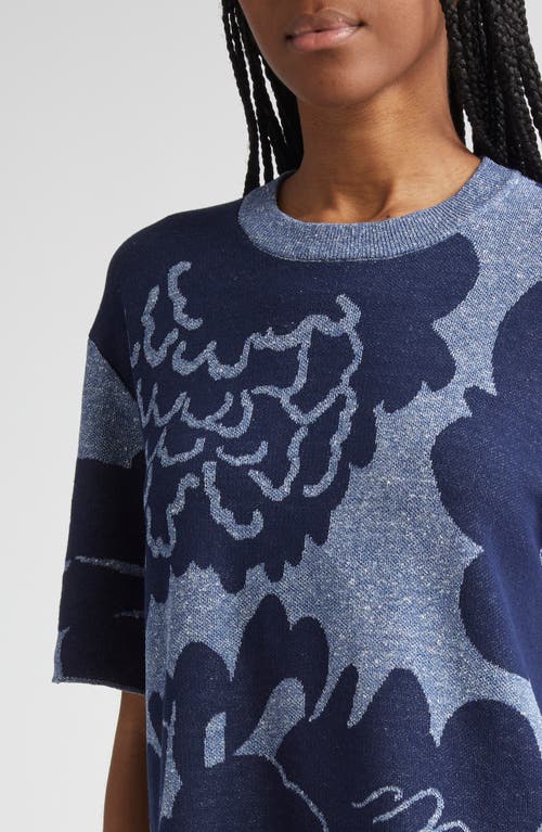 Marimekko Suloinen Pioni Floral Sweater Shirt In Blue