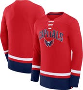 FANATICS Men's Fanatics Branded Red Washington Capitals Back Pass Lace-Up Long Sleeve T-Shirt