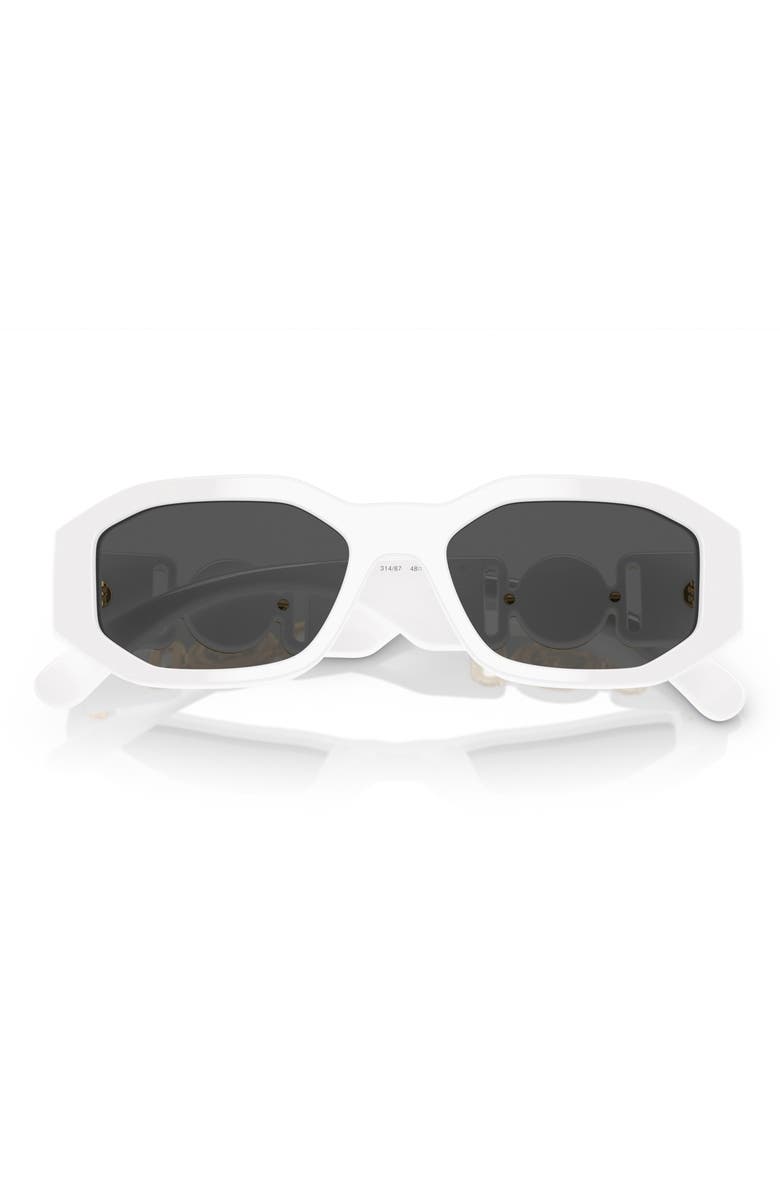 Versace Kids' 48mm Small Rectangle Sunglasses, Alternate, color, White / Dark Grey
