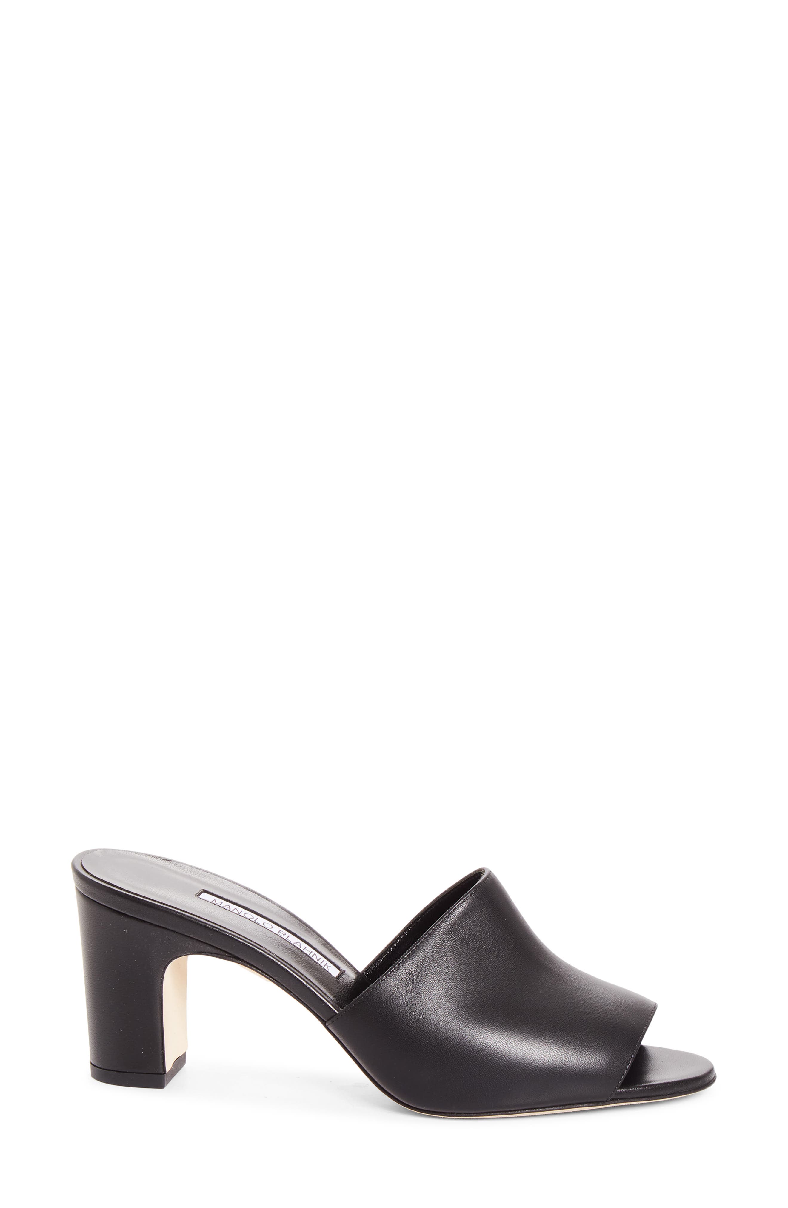 Manolo Blahnik Rapallarbar Block Heel Slide Sandal, Alternate, color, Black