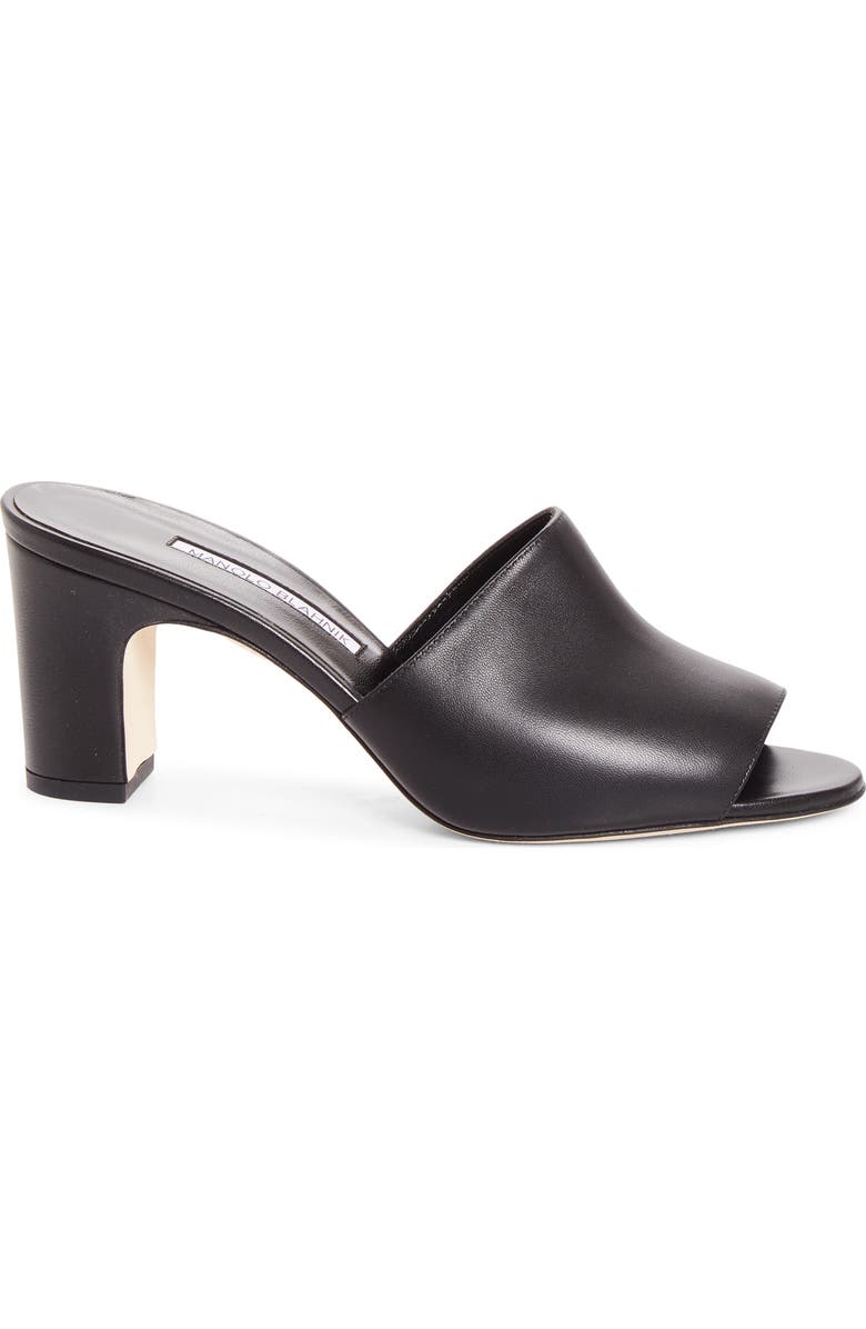 Manolo Blahnik Rapallarbar Block Heel Slide Sandal, Alternate, color, Black