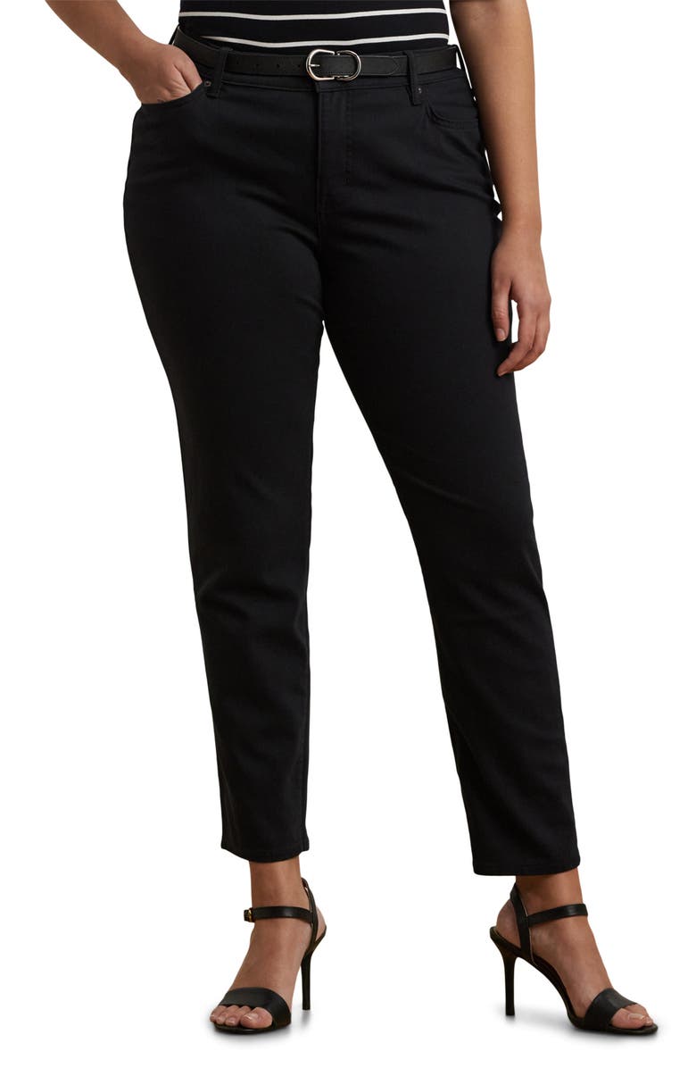 Lauren Ralph Lauren Straight Leg Jeans, Main, color, Black