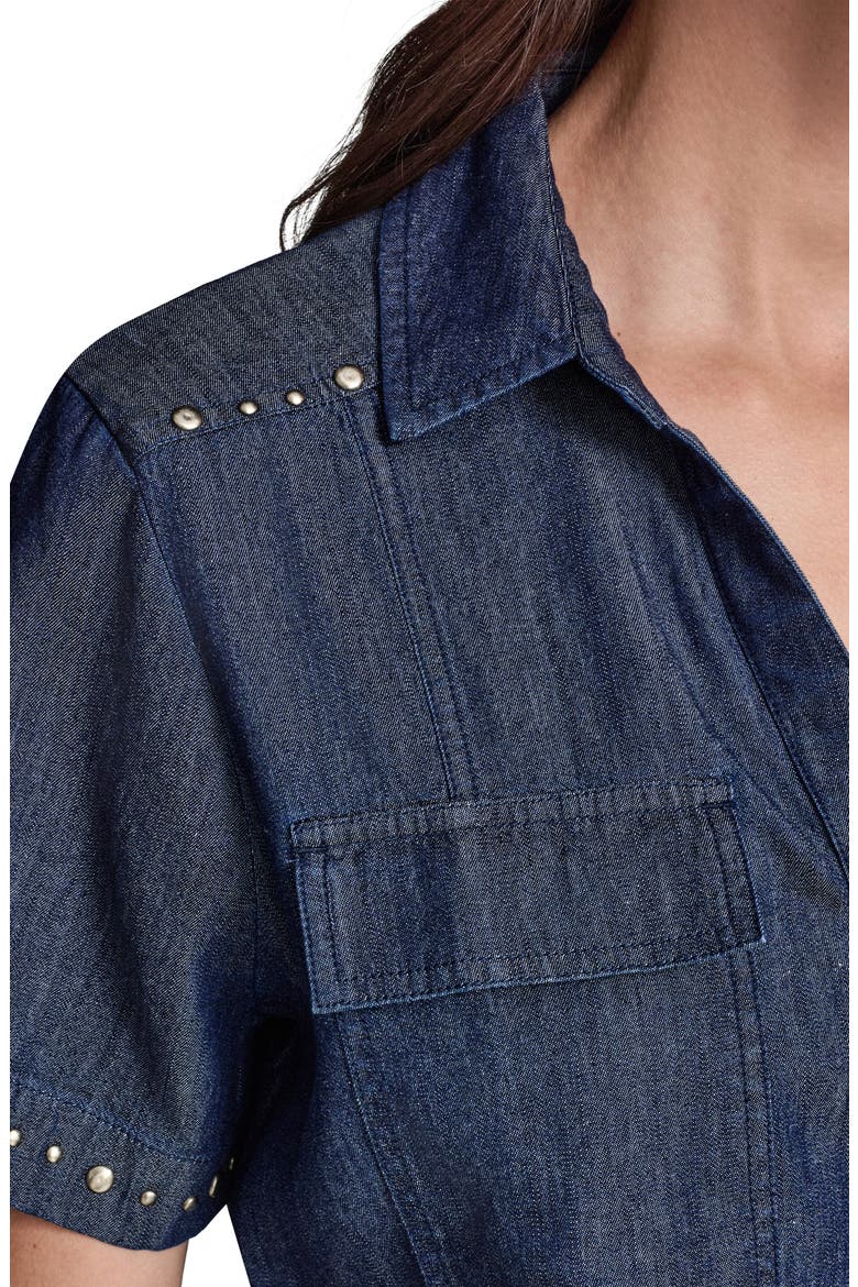 Studded Button-Up Shirt, Alternate, color, INDIGO