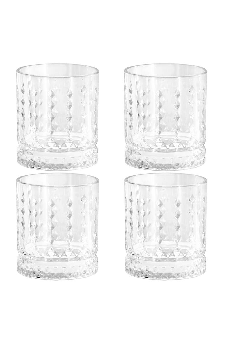 Gibson Home 4 Piece 13 Ounce Teardrop Embossed Double Old-Fashioned Glass Set, Main, color, Clear