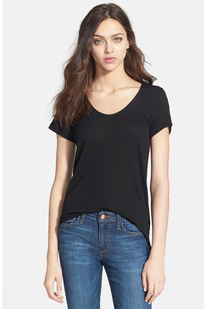 Scoop Neck Jersey Tee, Main, color, BLACK