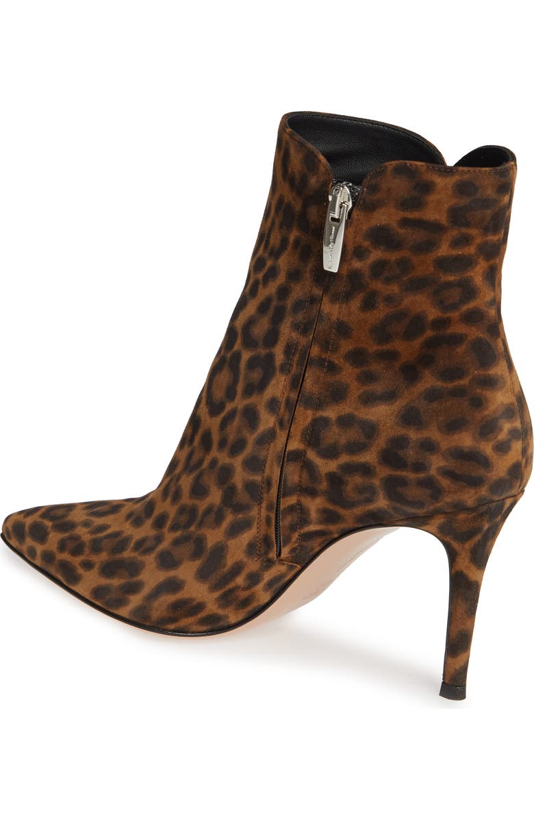 Gianvito Rossi Leopard Print Pointy Toe Bootie, Alternate, color,