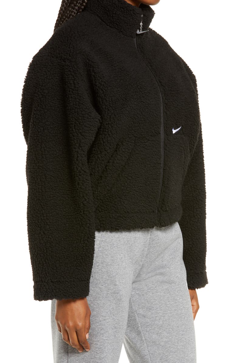 Nike Swoosh Faux Fur Jacket, Alternate, color, 