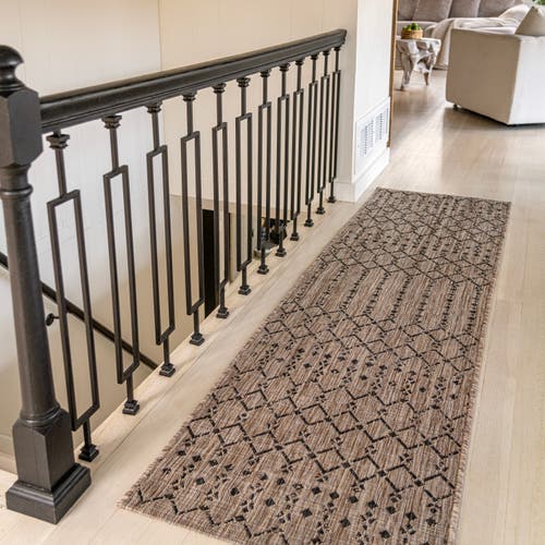 Jonathan Y Ourika Moroccan Geometric Textured Weave Indoor/outdoor Area Rug In Natural/black