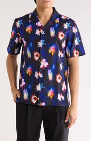 Bugatchi Cole OoohCotton® Woven Print Short Sleeve Button-Up Shirt