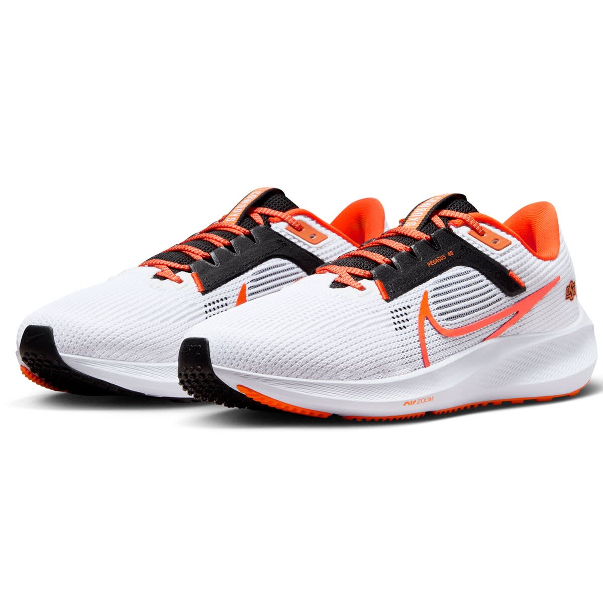 Nike Unisex Nike  White Oklahoma State Cowboys Zoom Pegasus 40 Running Shoe, Alternate, color, White