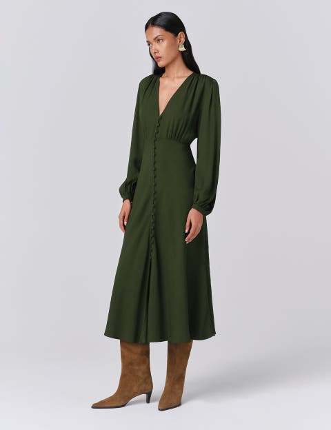 Francesca Crepe Button Up Midi Dress
