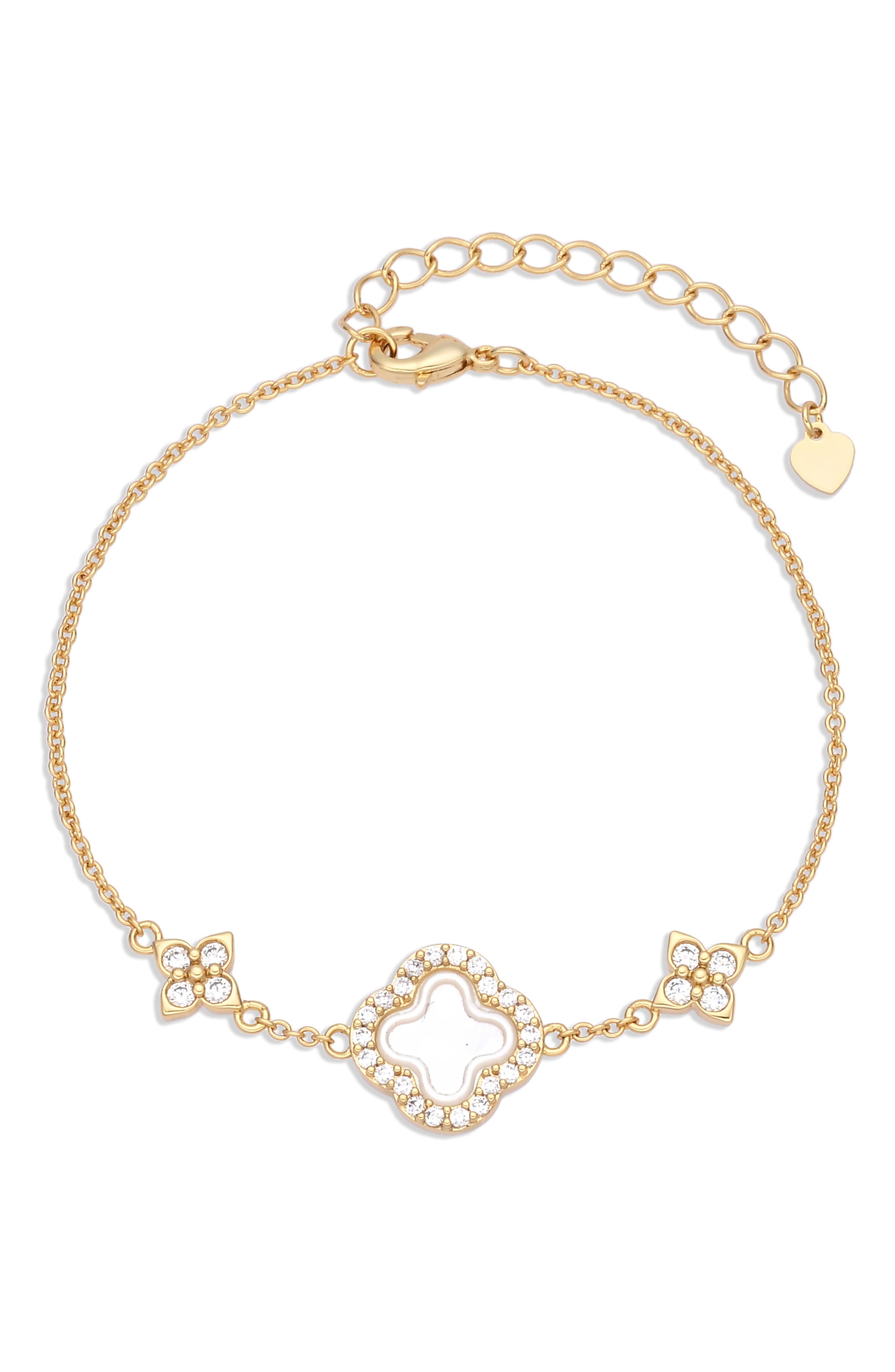 Deborah 14k Gold Plated Clover Bracelet