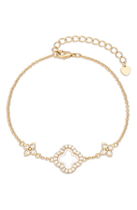 Deborah 14k Gold Plated Clover Bracelet