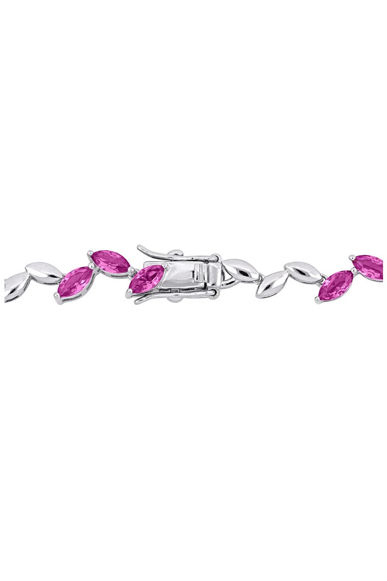 Sterling Silver Lab Grown Pink Sapphire Necklace & Bracelet Set, Alternate, color, PINK
