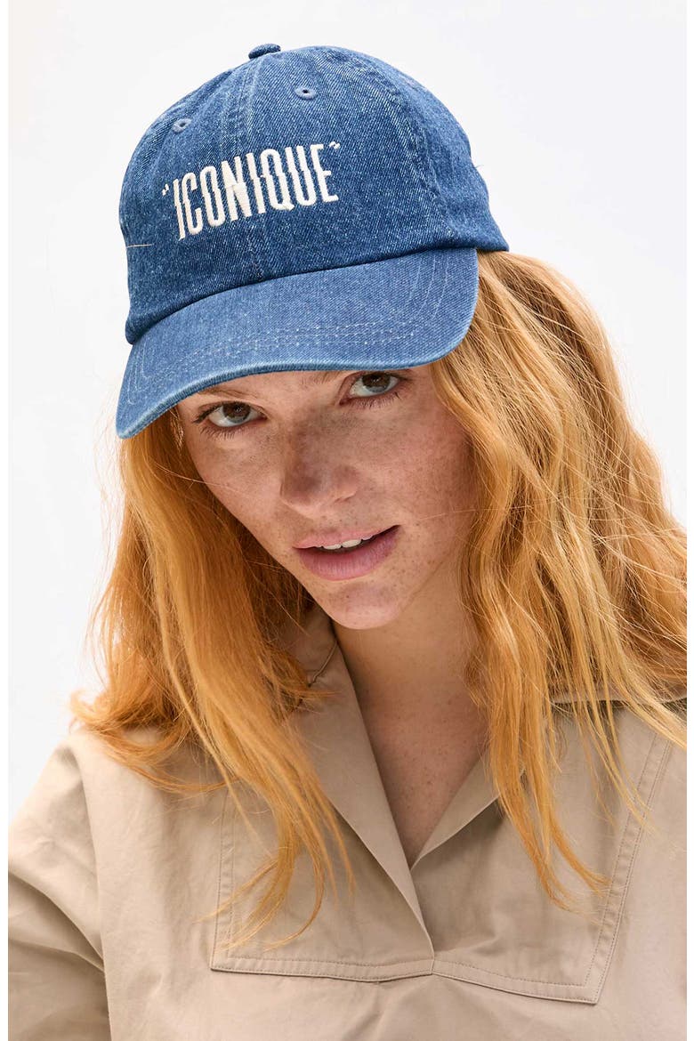 Iconique Embroidered Denim Baseball Cap, Alternate, color, NAVY W/ CREAM