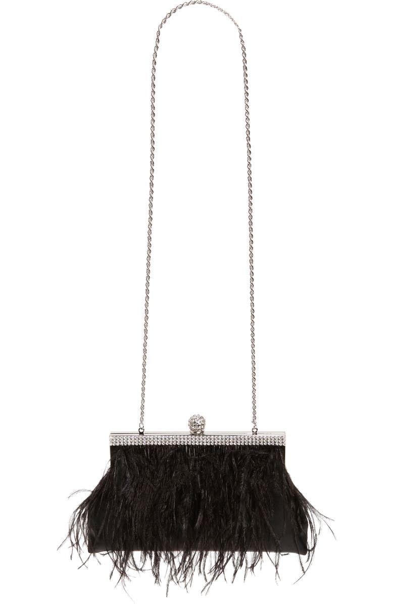 Nina Breena Feather Trim Frame Clutch, Main, color,