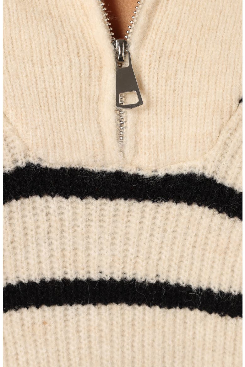Everleigh Stripe Quarter Zip Sweater, Alternate, color, CREAM