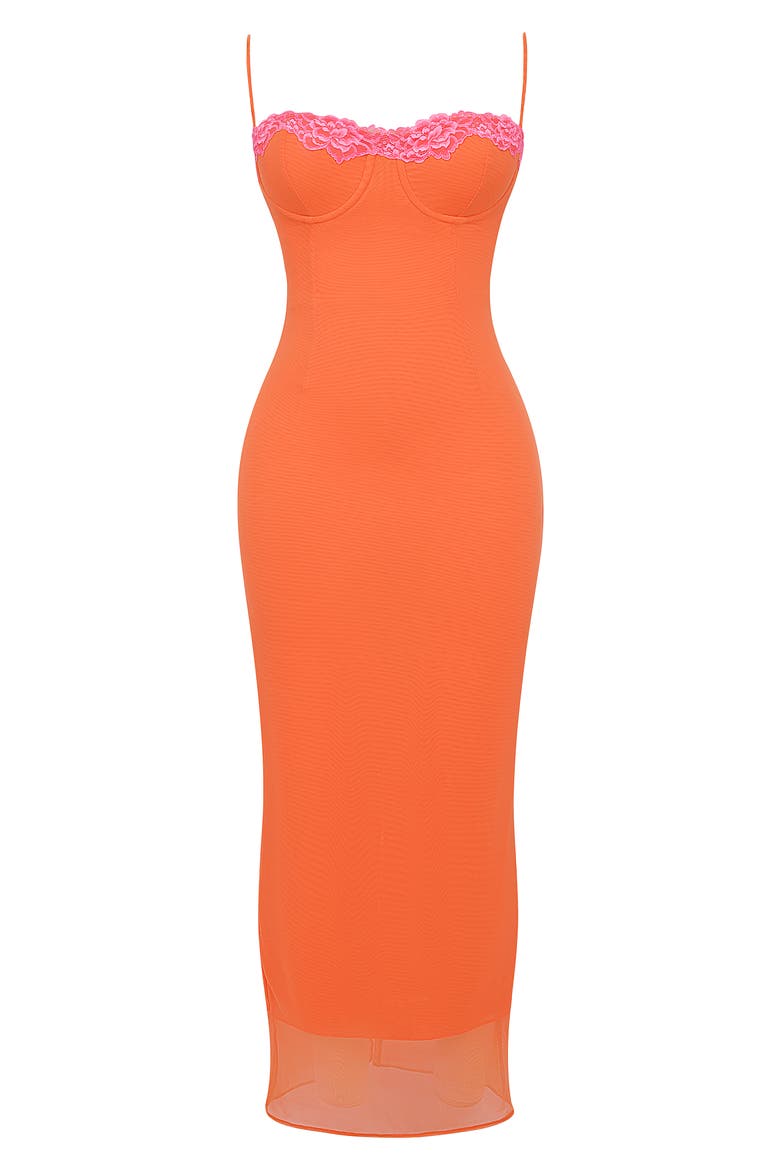 Aiza Floral Underwire Cocktail Dress, Alternate, color, FLAME ORANGE