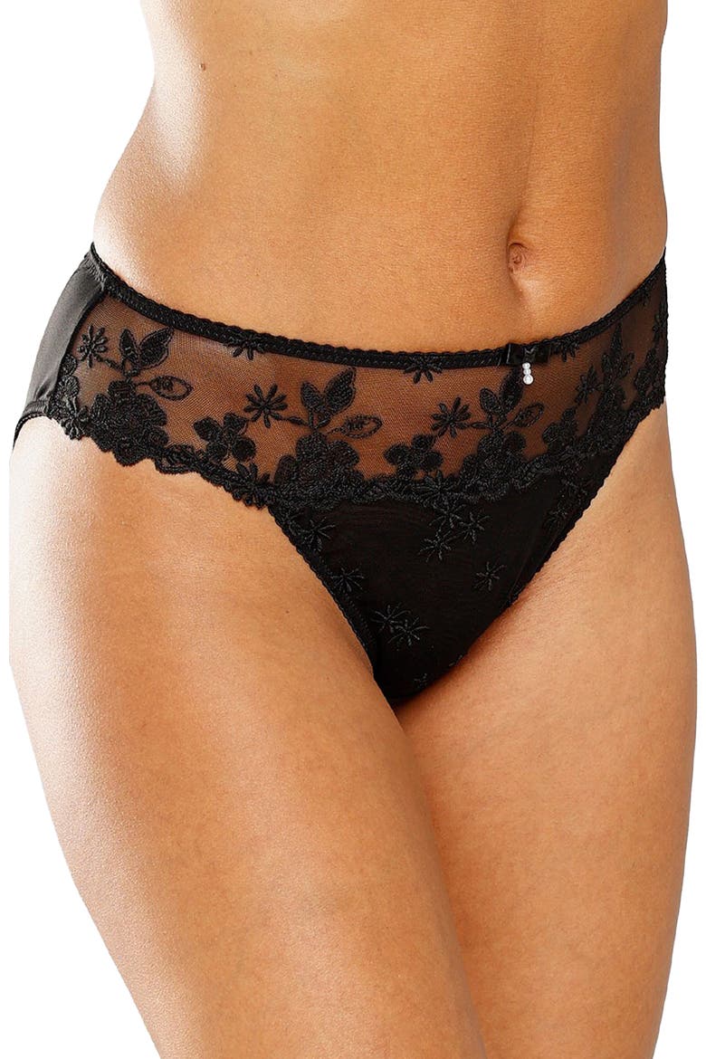 Floral Lace Hipster Panty, Main, color, Black