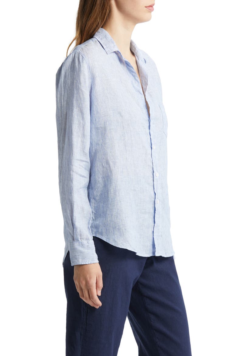 Eileen Relaxed Button-Up Shirt, Alternate, color, THIN BLUE