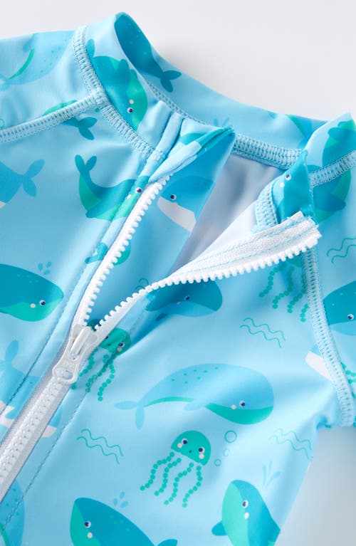 Tucker + Tate One-piece Romper Swimsuit & Bucket Hat Set In Blue Fade Whale Friends