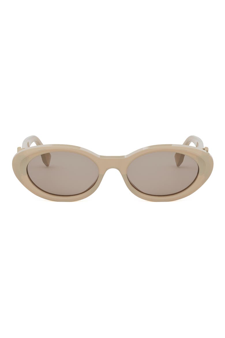'Fendi Diamonds 53mm Oval Sunglasses, Main, color, SHINY BEIGE / BROWN