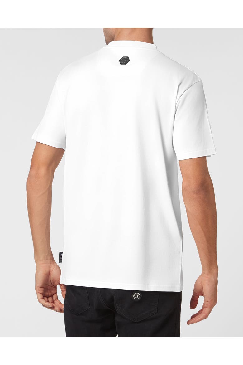 T-Shirt Round Neck Men, Alternate, color, white/black