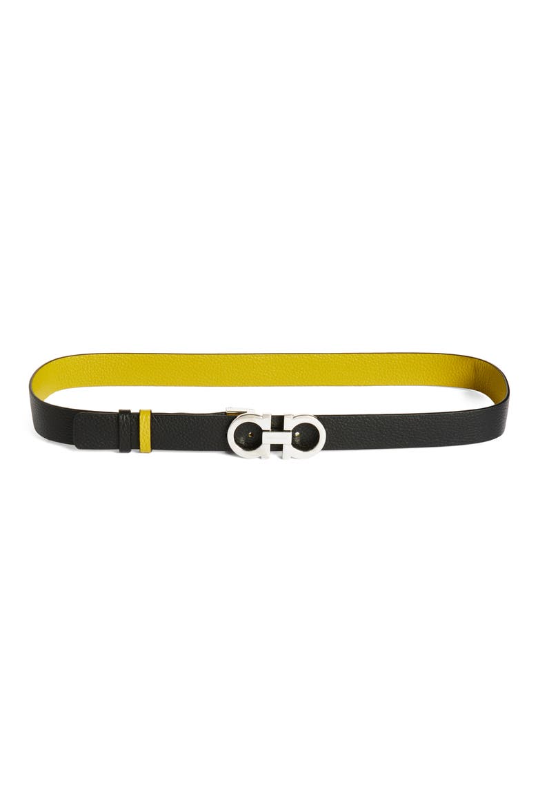 Donna Double Gancio Reversible Leather Belt, Alternate, color, LEMONGRASS NERO