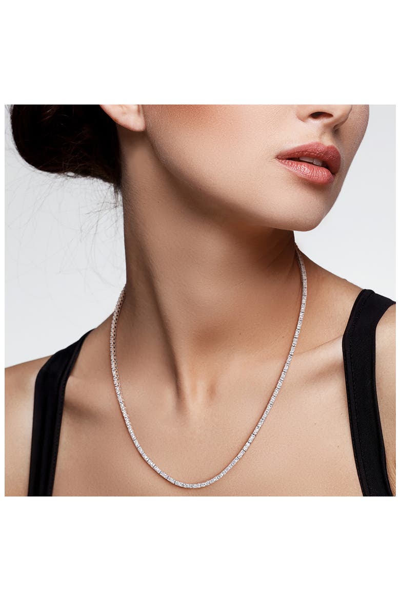 Lab Created White Sapphire Tennis Necklace, Alternate, color, METALLIC SILVER
