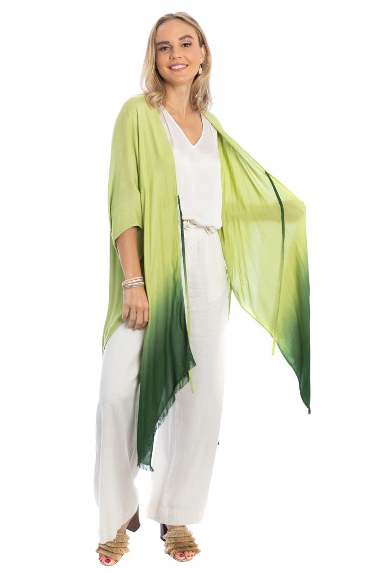 Ombré Tie Front Ruana, Alternate, color, GREEN