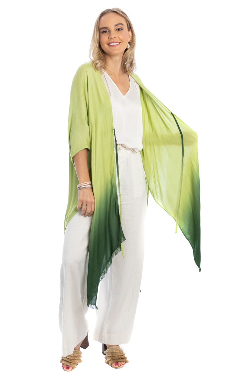 SAACHI Ombré Tie Front Ruana, Alternate, color, Green