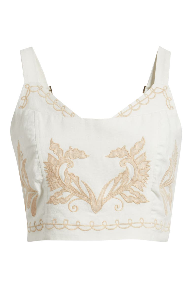 Lyra Embroidered Cotton Crop Top, Alternate, color, OFF WHITE