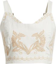 CIEBON Lyra Embroidered Cotton Crop Top