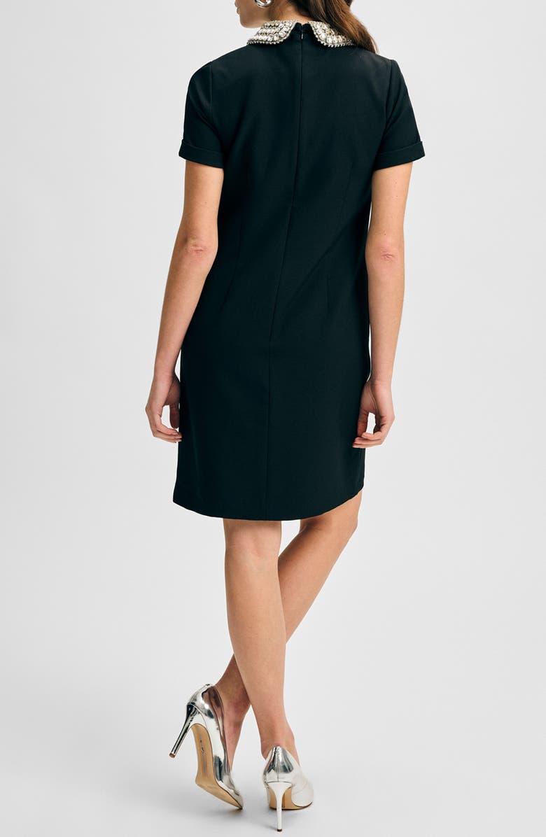 Isaac Mizrahi New York Cady Jewel Collar Shift Dress, Alternate, color, Black