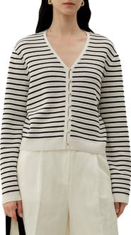 Lilysilk Toscana Striped Pointelle Cardigan