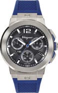 FERRAGAMO F-80 Titanium Tech Chronograph Silicone Strap Watch, 44mm