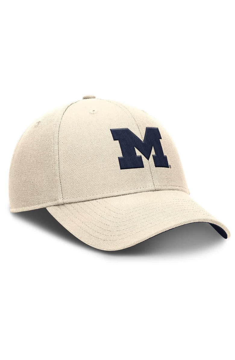 Jordan Brand Men's Jordan Brand Natural Michigan Wolverines Rise Primetime Performance Trucker Adjustable Hat, Alternate, color, Natural