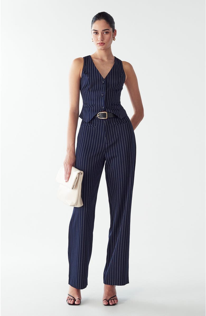 WILLA Katherine Top, Alternate, color, Navy Pinstripe
