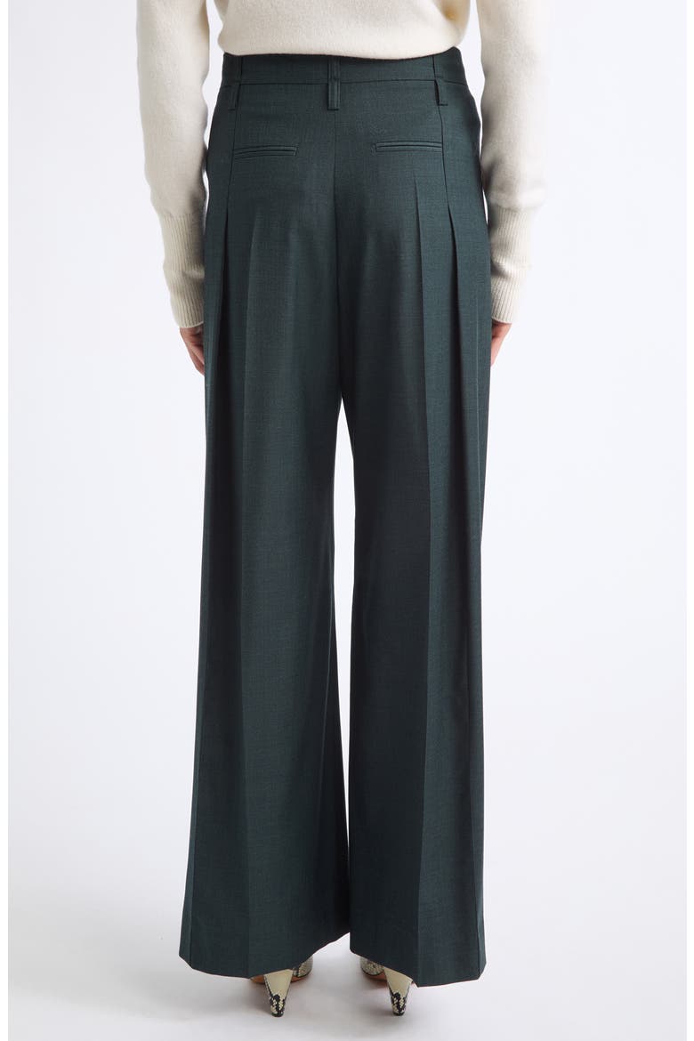 Ethel Pleated Wide Leg Virgin Wool Trousers, Alternate, color, MARSH GREEN 9990
