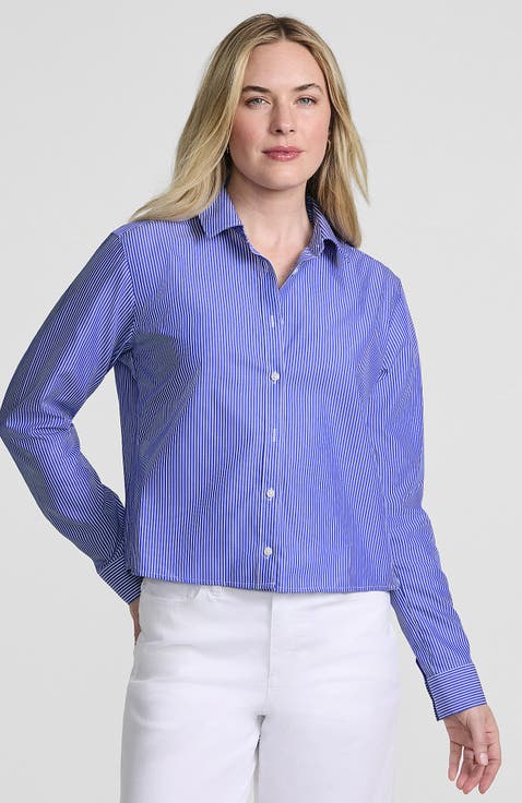 No Iron Boxy Cropped Shirt