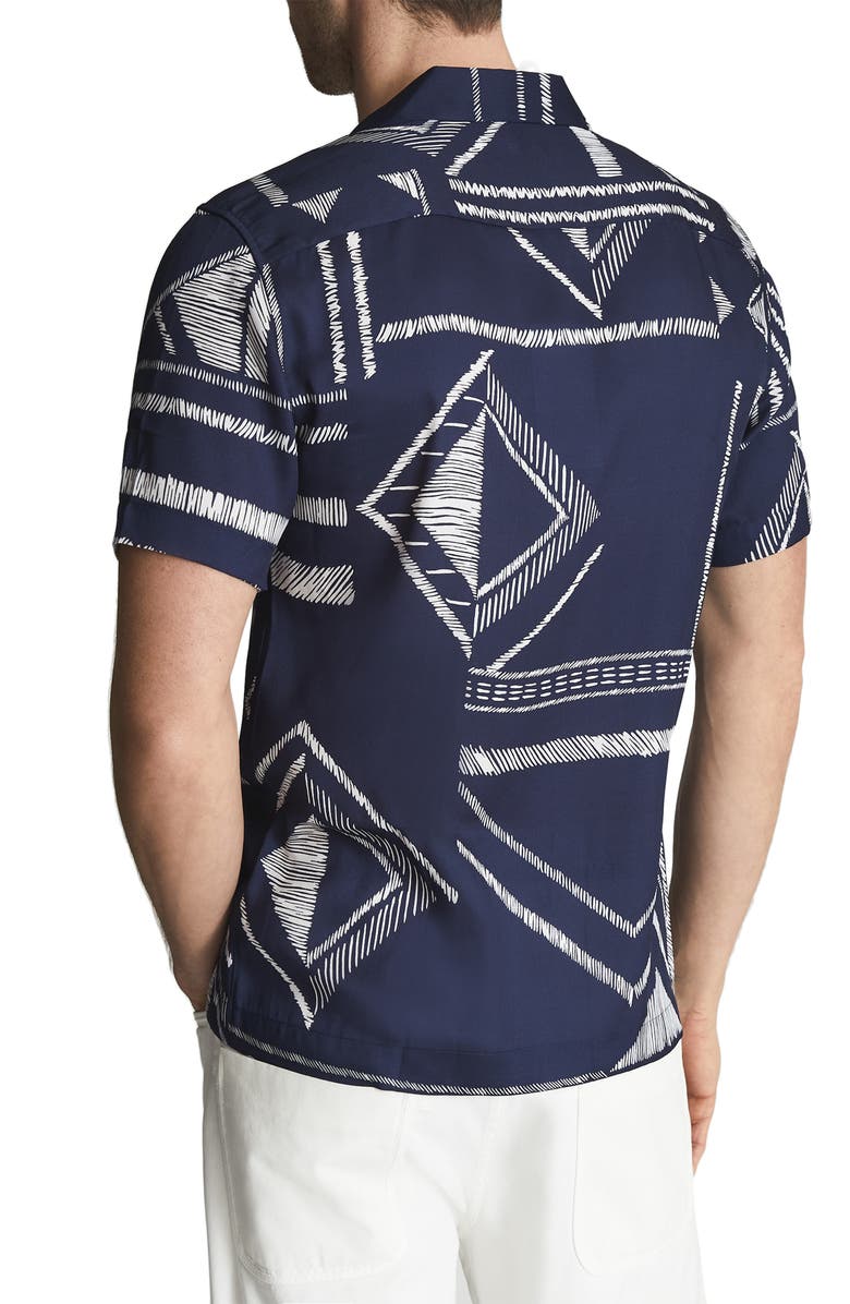 Men's Mackrae Geo Print Short Sleeve Button-Up Camp Shirt