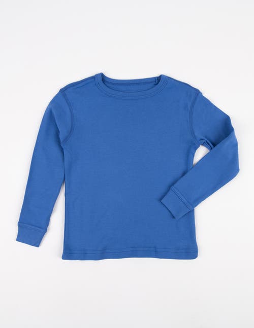 Leveret Kids Long Sleeve T-shirt, 100% Cotton, Solid Colors In Blue