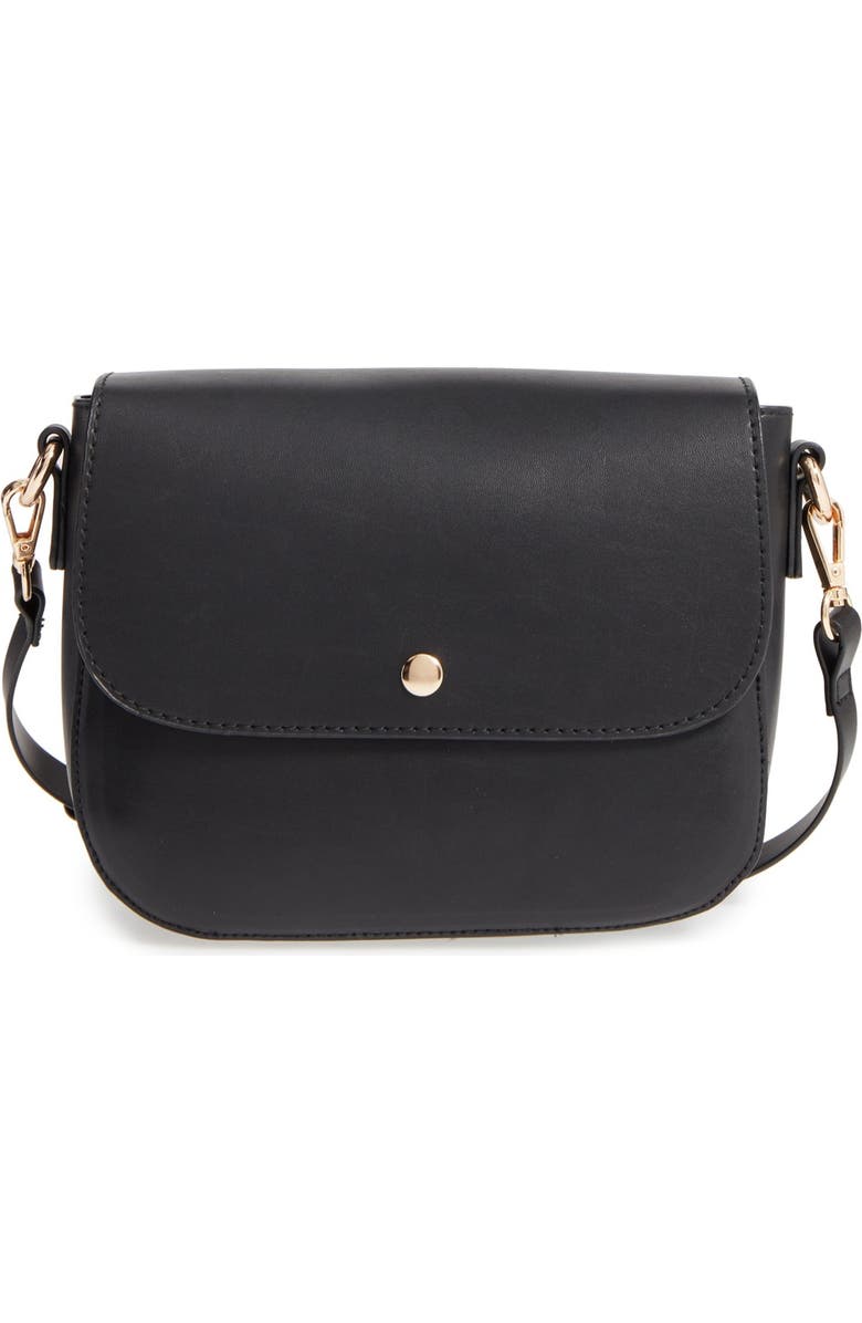 BP. Minimal Faux Leather Crossbody Bag, Main, color,