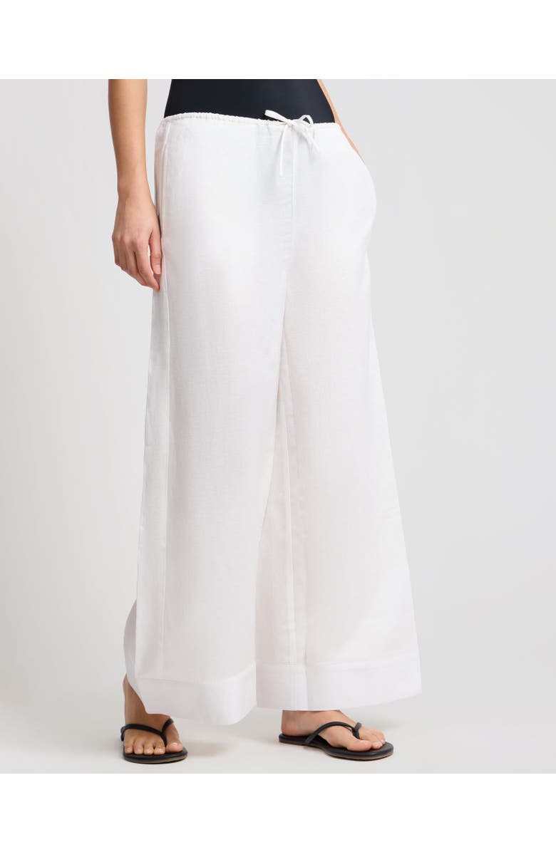 Onia Air Linen Drawstring Wide Leg Pant, Alternate, color, White