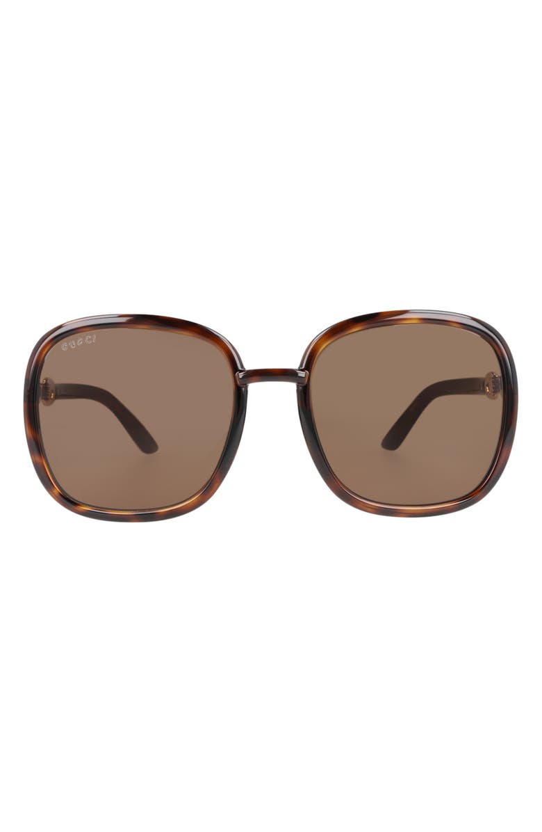 Gucci 57mm Square Sunglasses, Main, color, Havana Havana Brown
